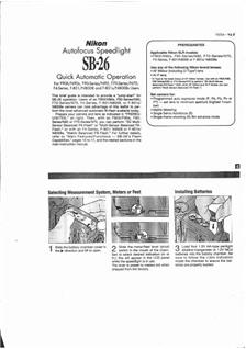 Nikon SB 26 manual. Camera Instructions.